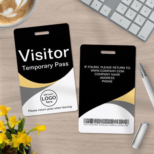 Black Yellow Corporate Visitor Pass ID Barcode Ausweis