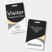 Black Yellow Corporate Visitor Pass ID Barcode Ausweis (Vorder- & Rückseite)