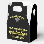 Black Yellow Custom 2024 Graduation Party Geschenkschachtel (Geöffnet)