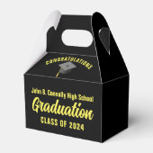Black Yellow Custom 2024 Graduation Party Geschenkschachtel (Vorderseite)