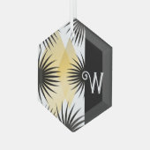 Black Yellow Design Ornament Aus Glas (Vorderseite Links)