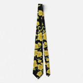 Black Yellow Flowers Gold Green Wedding Neck Tie Krawatte (Vorderseite)