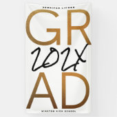 Black Yellow Foil Grad Jahr Custom Chic Banner (Vertikal)