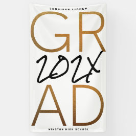 Black Yellow Foil Grad Jahr Custom Chic Banner