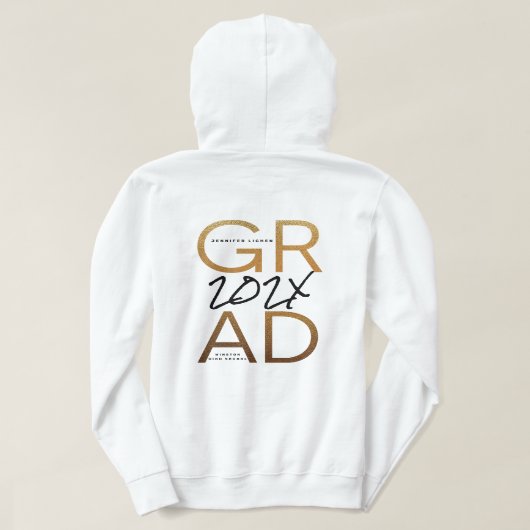 Black Yellow Foil Grad Jahr Custom Chic Hoodi Hoodie (Design Rückseite)