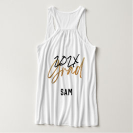 Black Yellow Foil Grad Jahr Custom Chic Tank Top