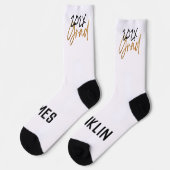 Black Yellow Foil Grad Jahr Custom Modern Socken (Linkes Detail)