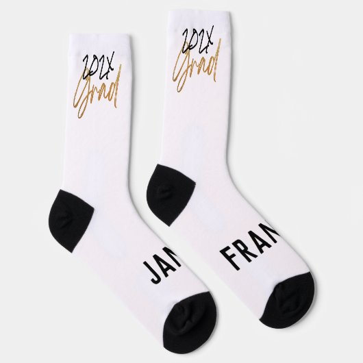 Black Yellow Foil Grad Jahr Custom Modern Socken (Rechts)
