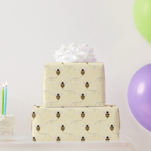 Black Yellow Gold Bees Baby Shower Geschenkpapier (Partygeschenke)
