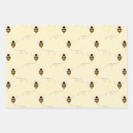 Black Yellow Gold Bees Baby Shower Geschenkpapier Set