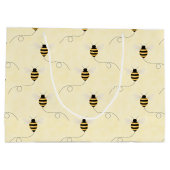 Black Yellow Gold Bees Baby Shower Große Geschenktüte (Rückseite)