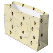 Black Yellow Gold Bees Baby Shower Große Geschenktüte (Rückseite Schrägansicht)