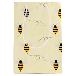 Black Yellow Gold Bees Baby Shower Mittlere Geschenktüte
