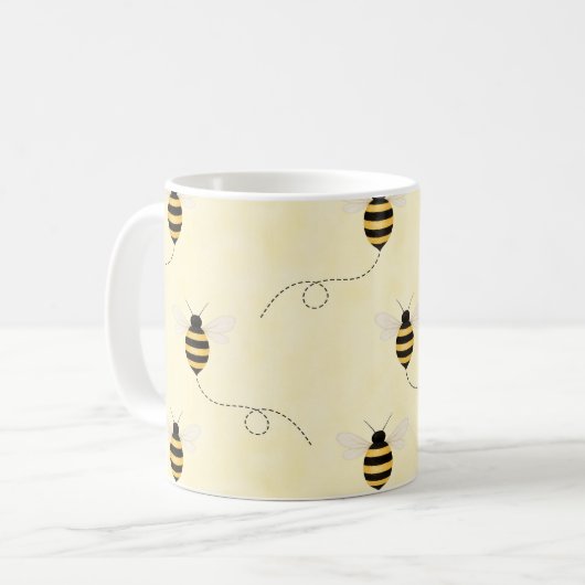 Black Yellow Gold Bees Kaffeetasse (Vorderseite Links)