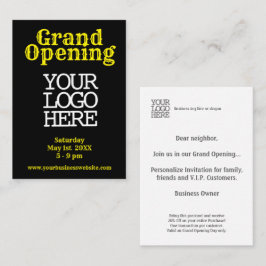Black Yellow Grand Opening Discount Card Visitenkarte