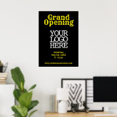 Black Yellow Grand Opening | Logo-Fenster hinzufüg Poster (Heimbüro)