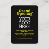 Black Yellow Grand Opening | Logo Rabattkarte (Vorderseite)