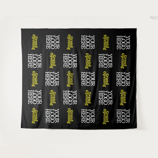 Black Yellow Grand Opening-Logo Wandteppich (Vorderseite (Horizontal))