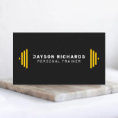 Black/Yellow Gym Barbell Icon Personal Trainer Visitenkarte