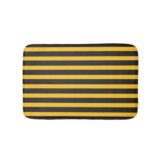 Black Yellow Horizontal Lines Geometric Bee Animal Badematte (Vorderseite)