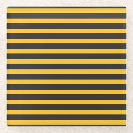 Black Yellow Horizontal Lines Geometric Bee Animal Glasuntersetzer (Vorderseite)