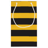Black Yellow Horizontal Lines Geometric Bee Animal Kleine Geschenktüte (Rückseite)