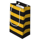 Black Yellow Horizontal Lines Geometric Bee Animal Kleine Geschenktüte (Rückseite Schrägansicht)