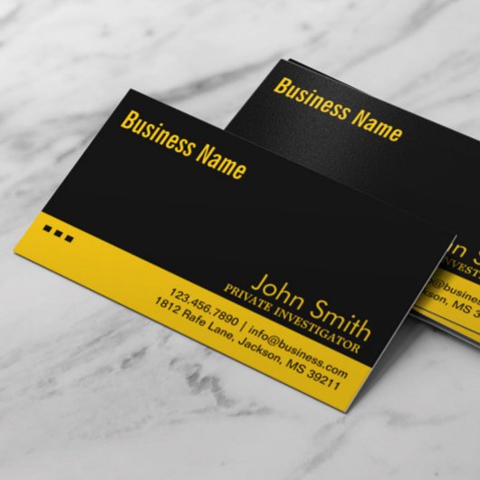 Black & Yellow Investigators Business Card Visitenkarte