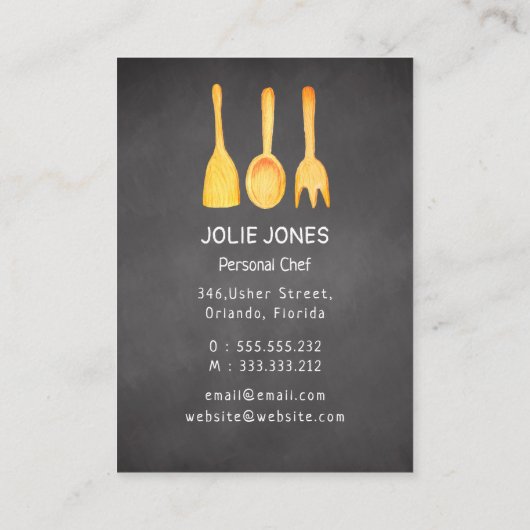 Black Yellow Koch Caterer Café Visitenkarte (Rückseite)