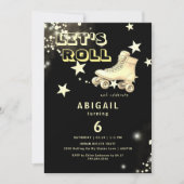 Black & Yellow Let's Roll Skaten Birthday Party Einladung (Vorderseite)