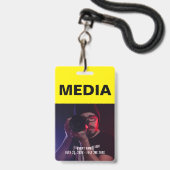 Black & Yellow Media All Access Pass ID Ausweis (Vorderseite mit Lanyard)