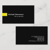 Black Yellow Modern Einzigartiger Berater Visitenkarte (Vorne/Hinten)