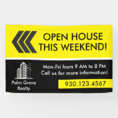 Black Yellow Open House Direktion Real Anwesen Banner (Horizontal)