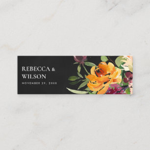 BLACK YELLOW ORANGE FLORA BUNCH WEDCH DANKEN MINI VISITENKARTE