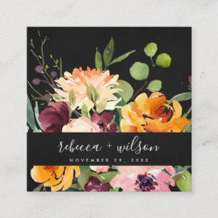 BLACK YELLOW ORANGE FLORA BUNCH WEDCH DANKEN QUADRATISCHE VISITENKARTE