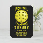 Black Yellow Pickleball Turnier Einladung (Stehend Vorderseite)