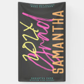 Black Yellow Pink Green High School Grad Funky Banner (Vertikal)