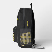 Black, Yellow Plaid Patches, Name Bedruckter Rucksack (Rechts)