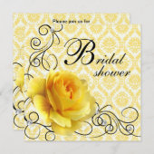 Black Yellow Rose Damask Bridal Einladungen (Vorne/Hinten)