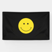 Black Yellow Smile Grin Face Happy Banner (Horizontal)