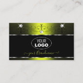 Black Yellow Squiggles Sparkling Diamonds Logo hin Visitenkarte (Vorderseite)