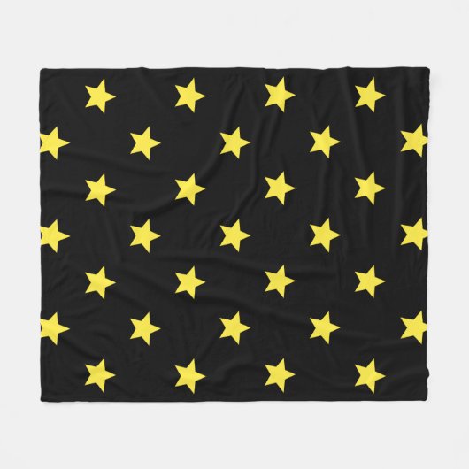 Black Yellow Star Art-Deko Classic Retro Muster Fleecedecke (Vorderseite (Horizontal))