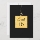 Black & Yellow Star Lights Sweet 16 Einladung (Rückseite)