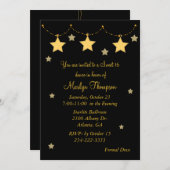 Black & Yellow Star Lights Sweet 16 Einladung (Vorne/Hinten)