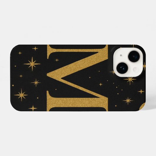 Black & Yellow Star Phone Case with Big M – Trendy iPhone Hülle (Rückseite (Horizontal))