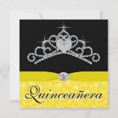 Black Yellow Tiara Black Yellow Quinceanera Einladung (Vorderseite)