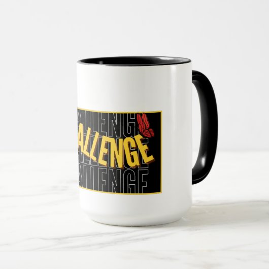 Black Yellow Typografy Challenge Tasse (VorderseiteRechts)