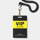 Black Yellow VIP All Access Pass Event ID Abzeiche Ausweis (Front with Lanyard)