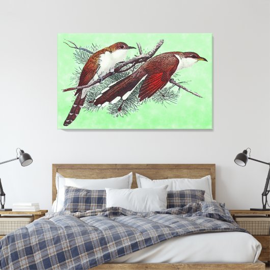 Black & Yellowled Cuckoo Birds Canvas Print Leinwanddruck (Insitu (Schlafzimmer))