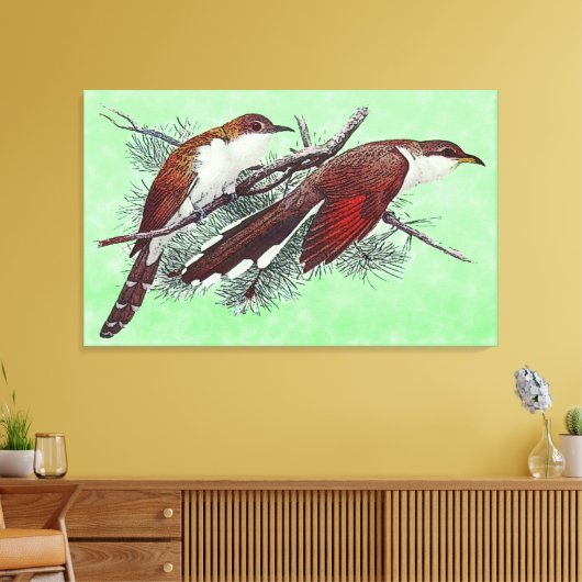 Black & Yellowled Cuckoo Birds Canvas Print Leinwanddruck (Insitu (Wohnzimmer))